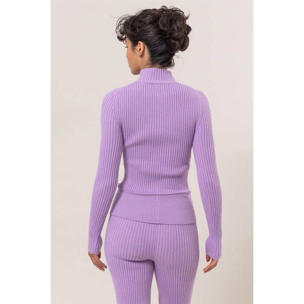 Half Zip Ribbed Knit Top - Picture 2 of 3